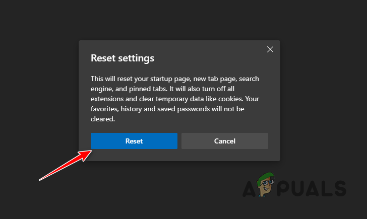 Resetting Microsoft Edge