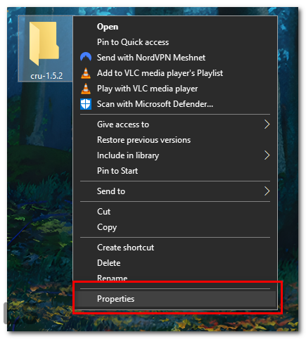Right click on the file, and click on "Properties" at the bottom.