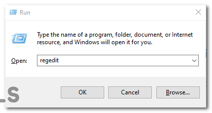 Type in "regedit" and press OK.