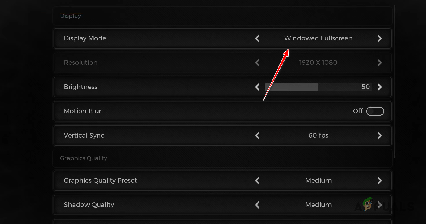 Changing Display Mode to Windowed