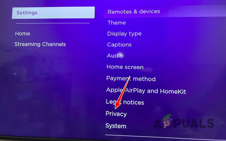 Navigating to Privacy Settings