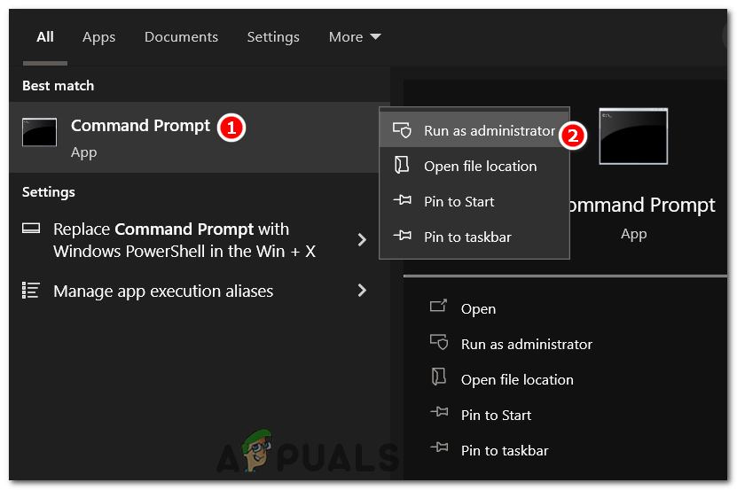 Open Command Prompt as an administrator.