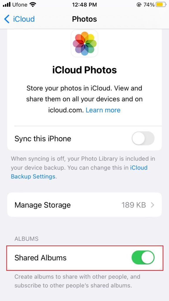 shared albums in photos