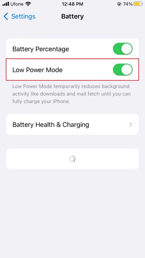 iphone low power mode