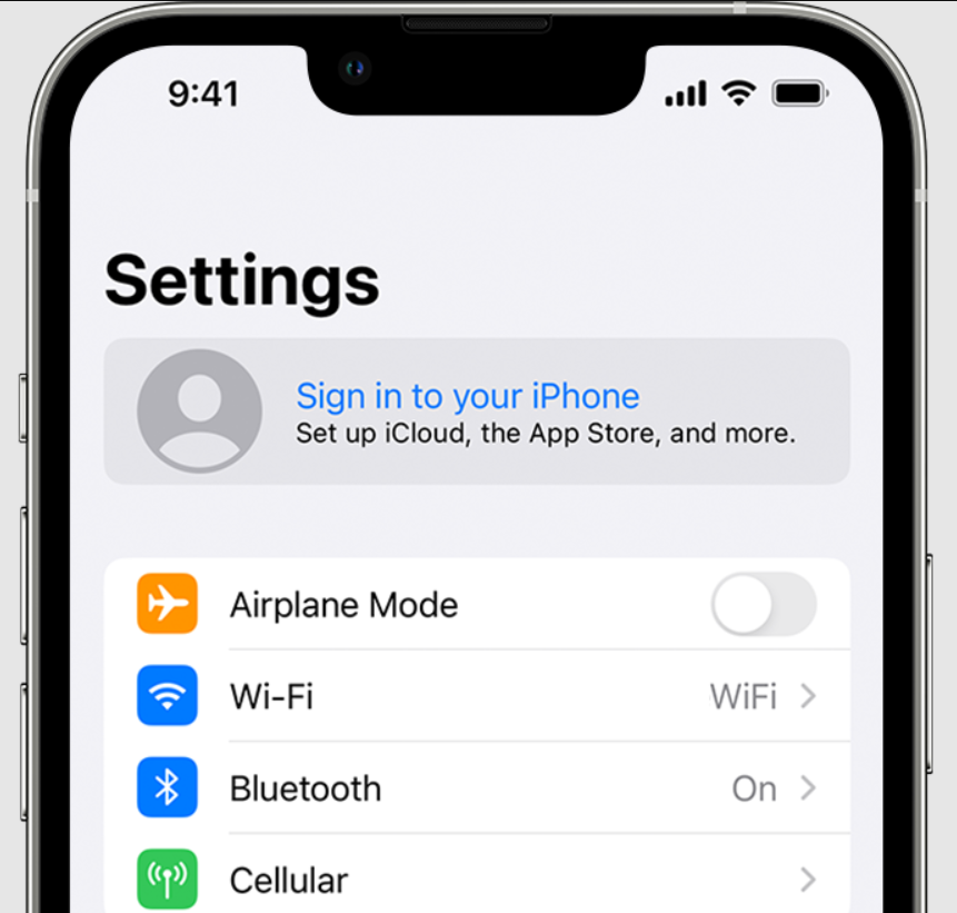 sign in to your iPhone