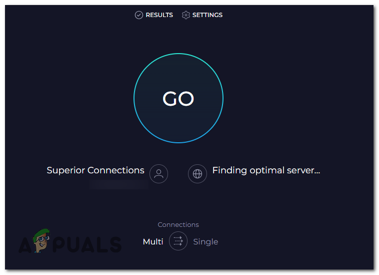 Press the Go button to start the test.