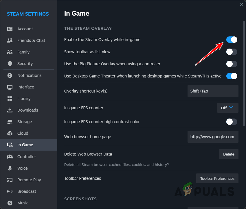 Disabling Steam In Game Overlay