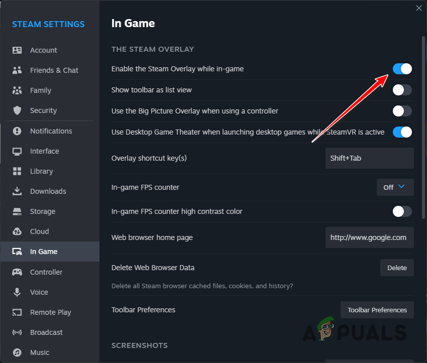 Disabling Steam Overlay