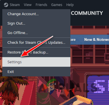 Navigating to Steam Settings