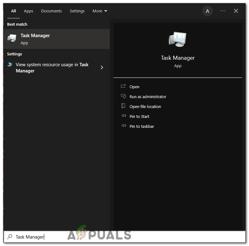 Type "Task Manager" in the Windows search box, and open it.