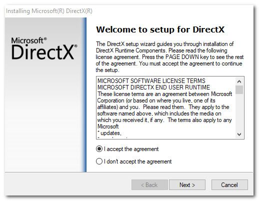 Accept the Terms of service if you agree with them, and press Next.