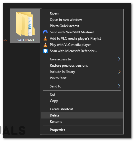 Right click on the folder and select Delete from the context menu.