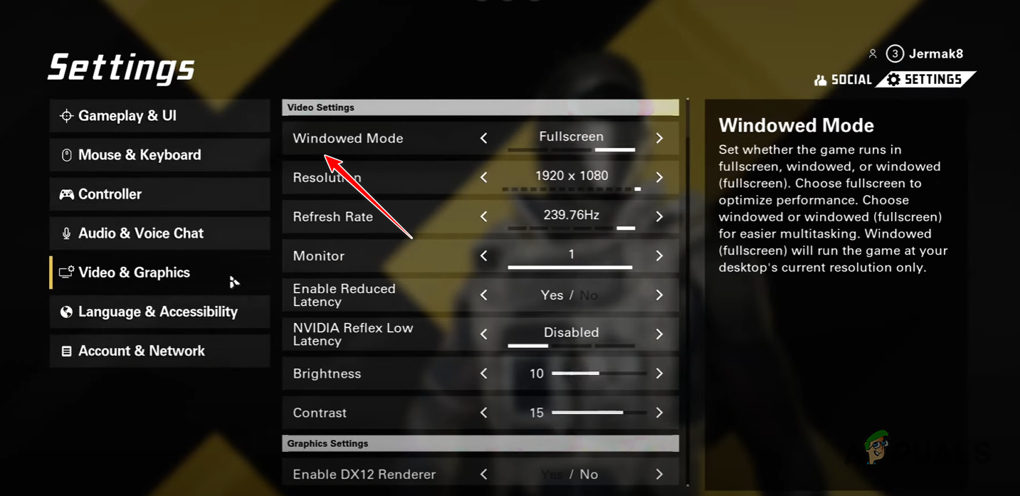 Enabling Windowed Mode