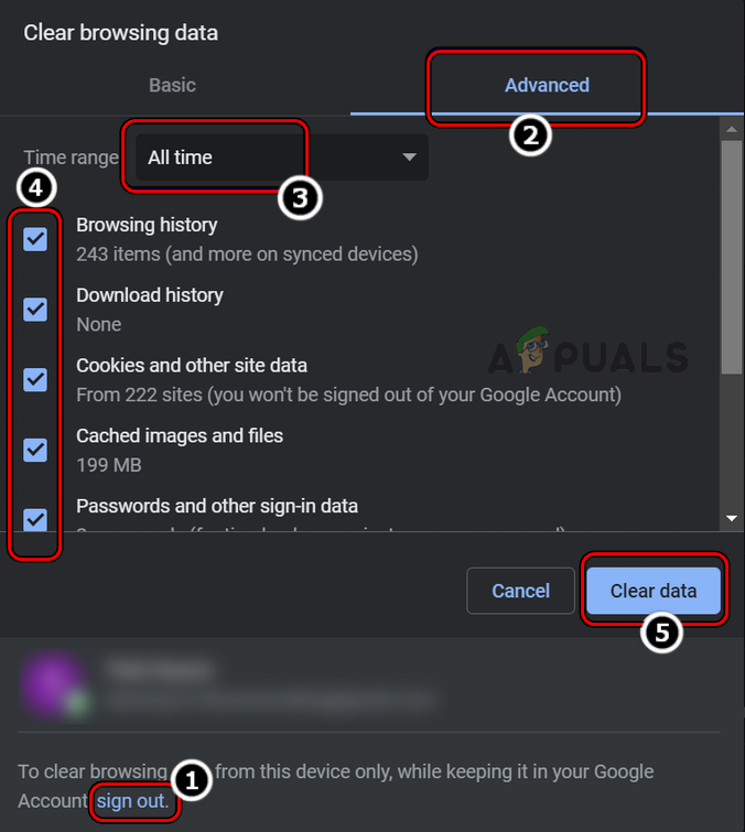 Clear Browsing Data of All Time in Chrome