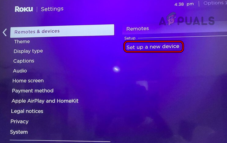 Set Up a New Remote in the Roku Device Settings