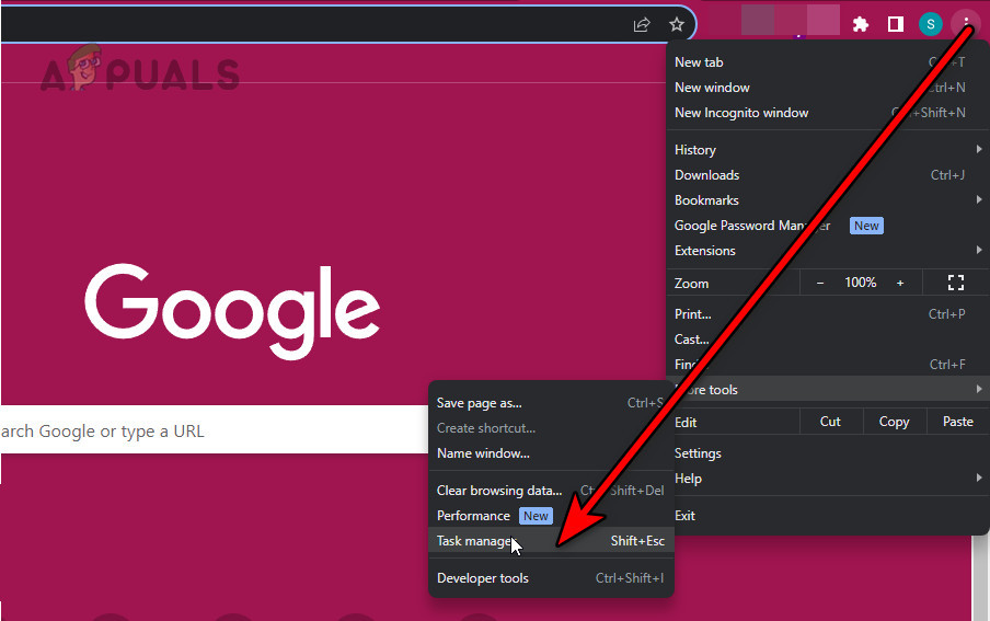 Open Google Chrome Task Manager