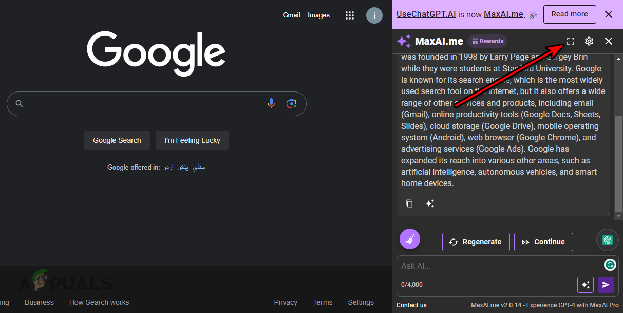 Launch the MaxAI Chat in a New Window