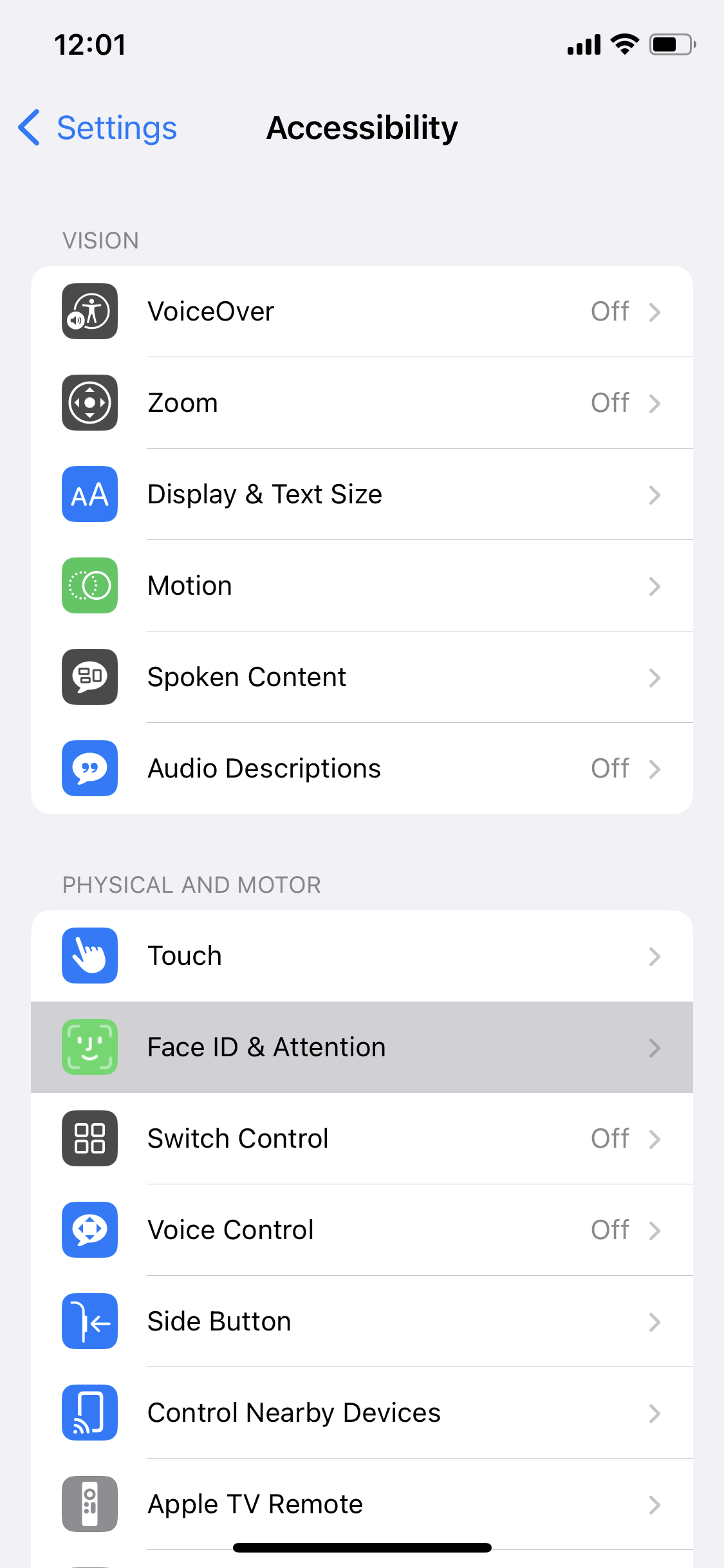 15. iPhone Face ID & Attention screenshot