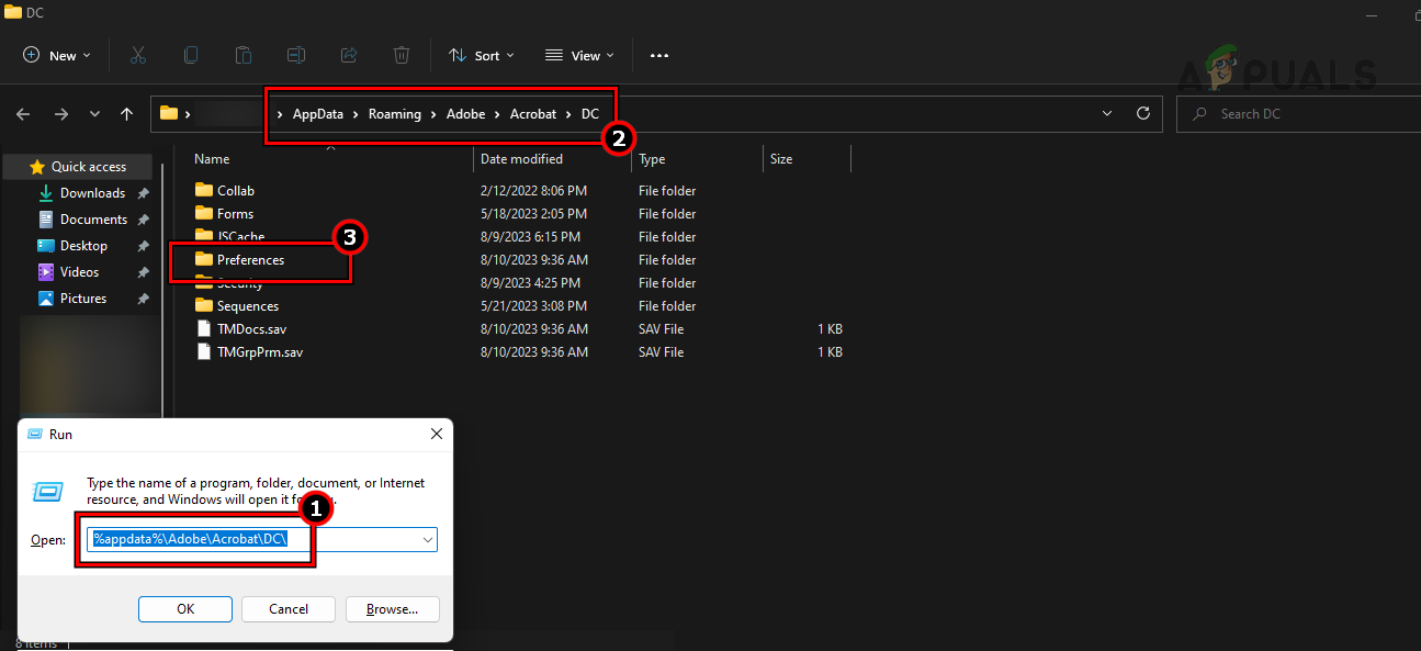 Delete Preferences Folder in the App Data Directory of Adobe Acrobat