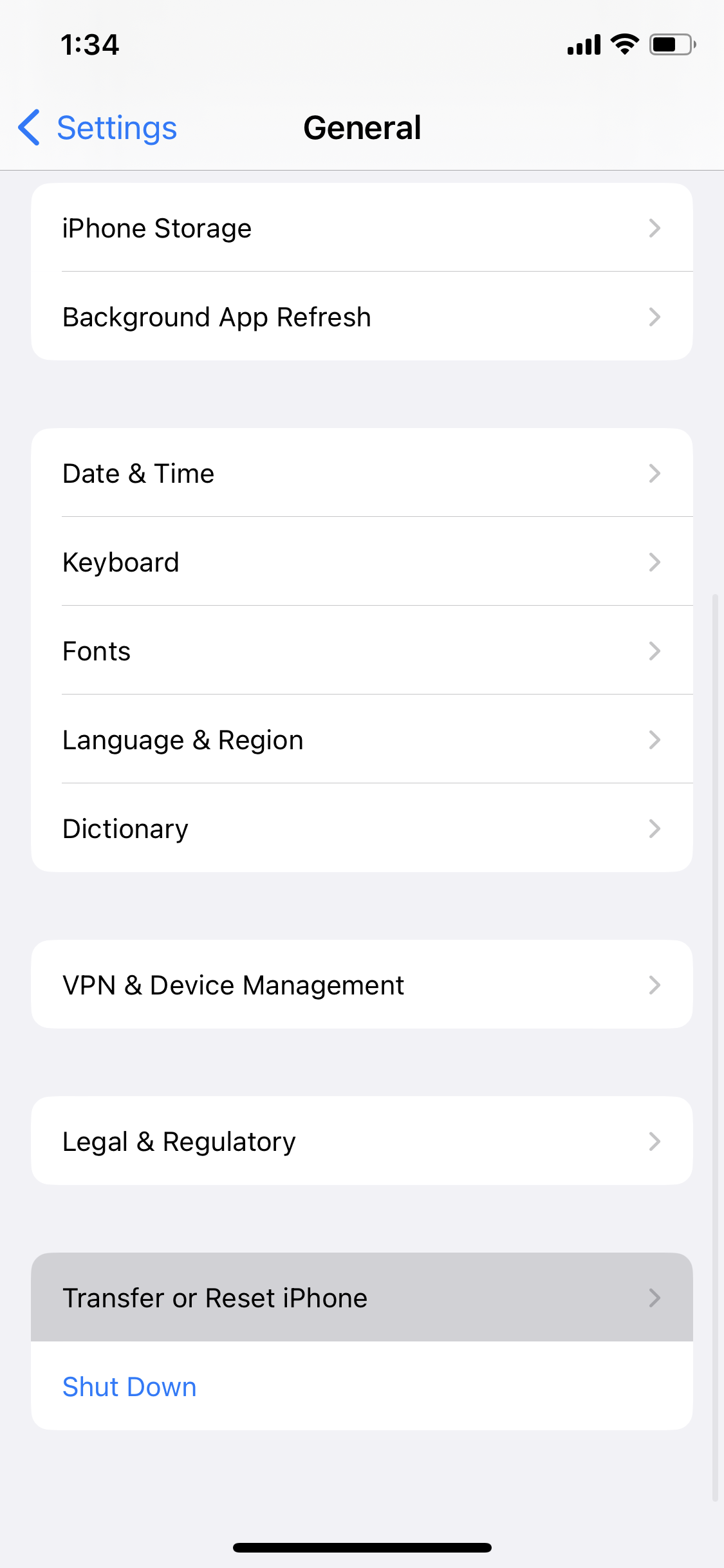 19. iPhone Transfer or Reset iPhone screenshot