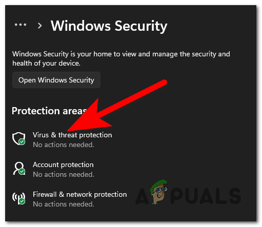 Accessing the Virus & threat protection
