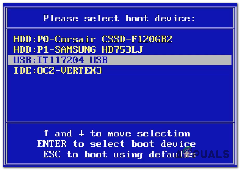Boot from the USB flash drive 