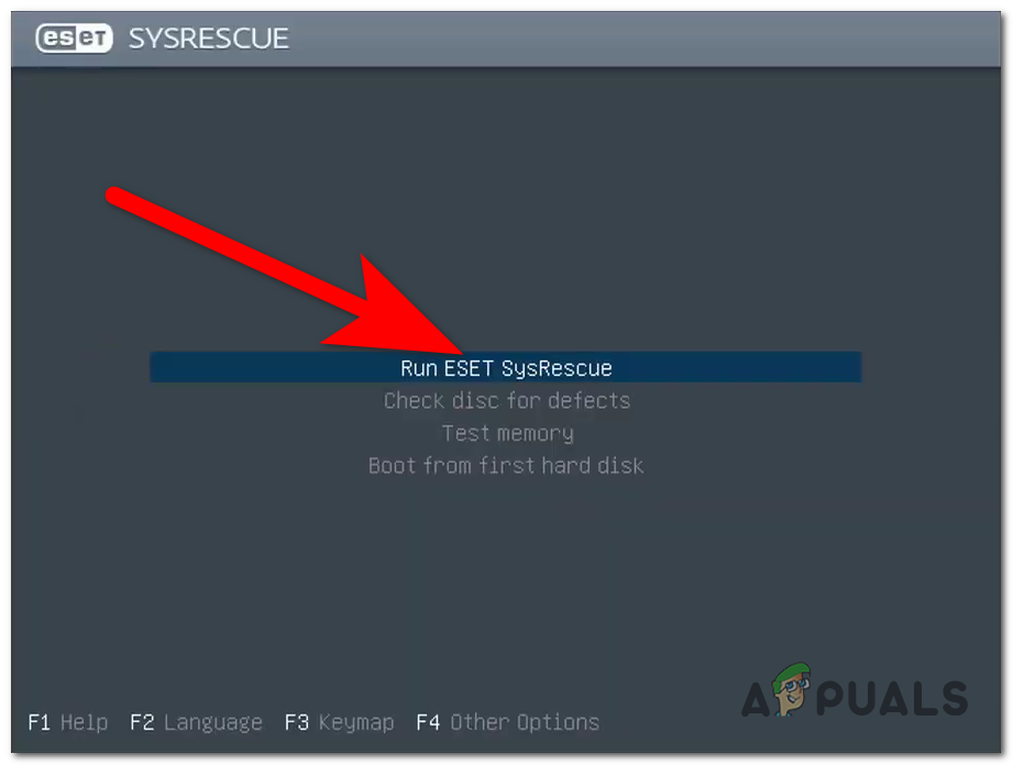 Running the ESET SysRescue
