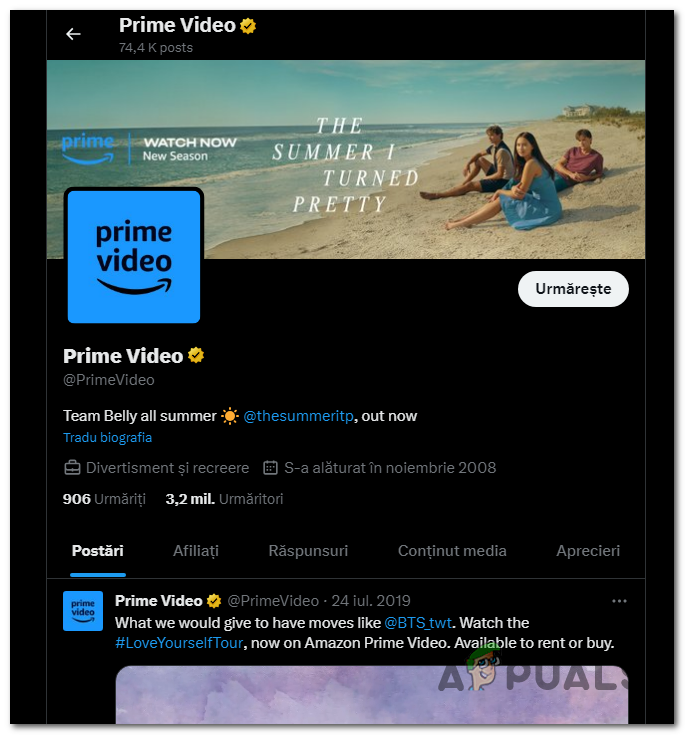 Checking the Twitter page