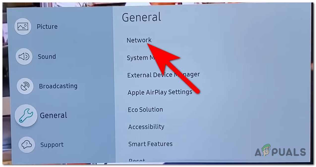 Accessing the Network settings