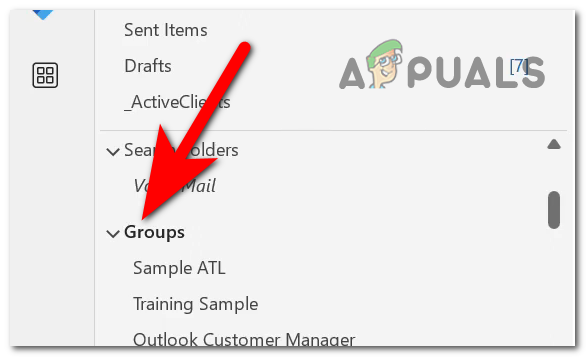Expanding the Groups menu