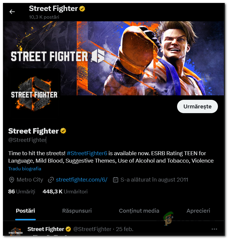 Checking the Twitter account