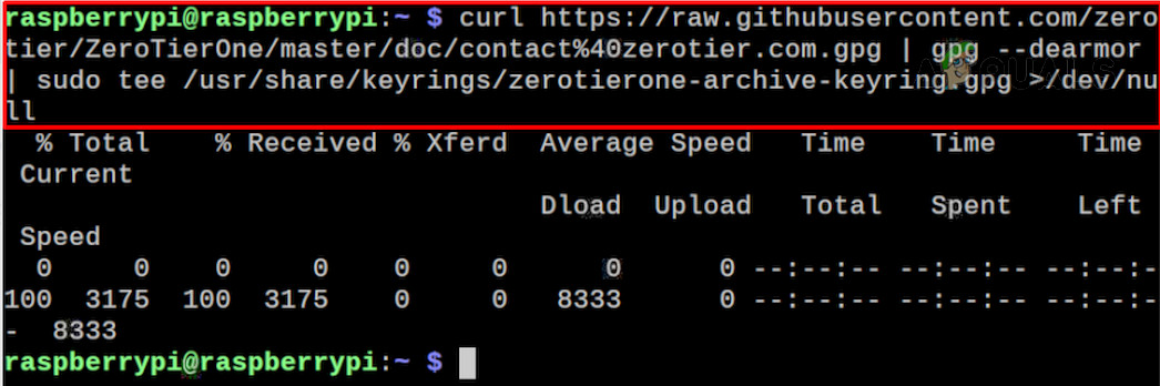 Add the ZeroTier GPG Key to the Raspberry Pi