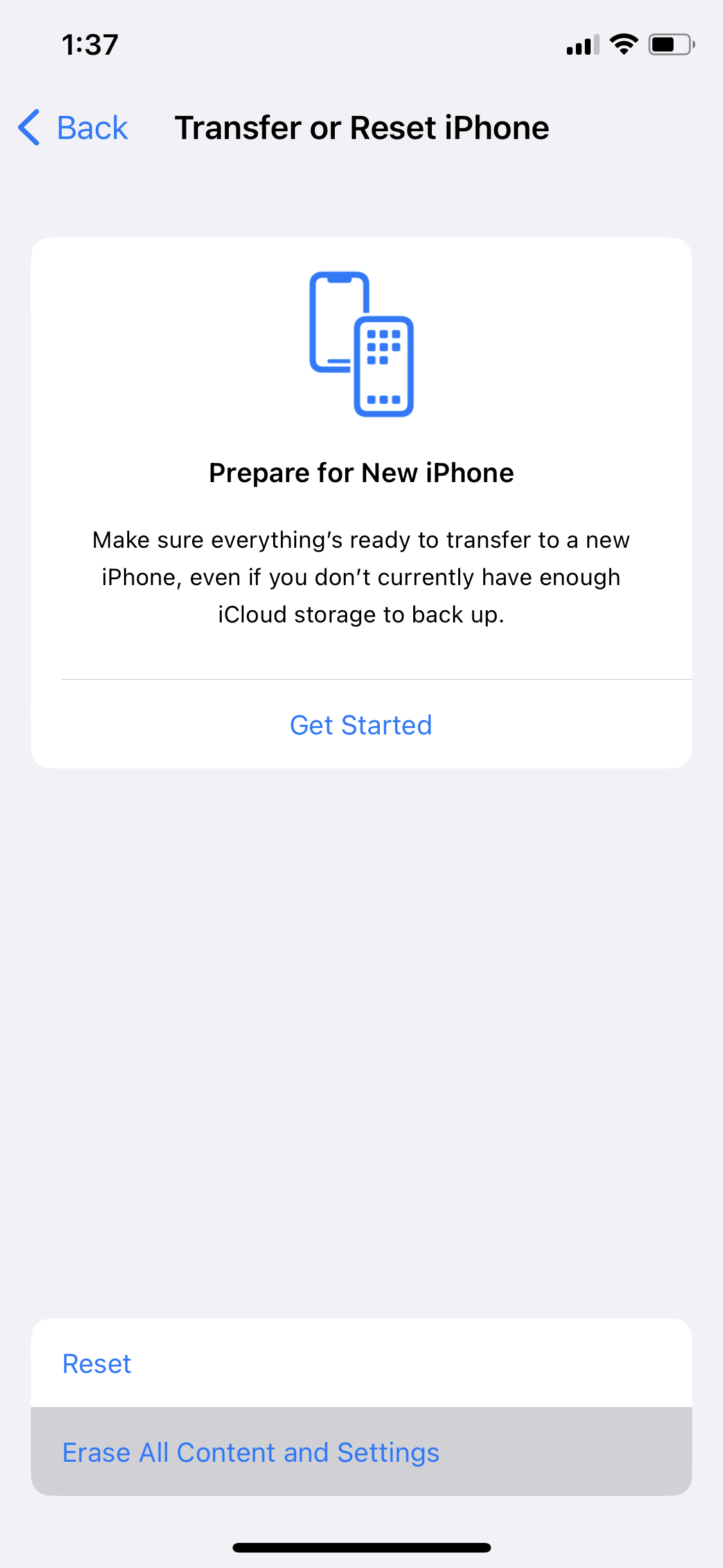 23. iPhone Erase All Content and Settings screenshot