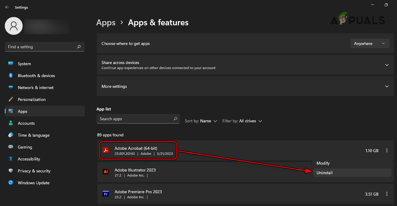 Uninstall Adobe Acrobat on Windows