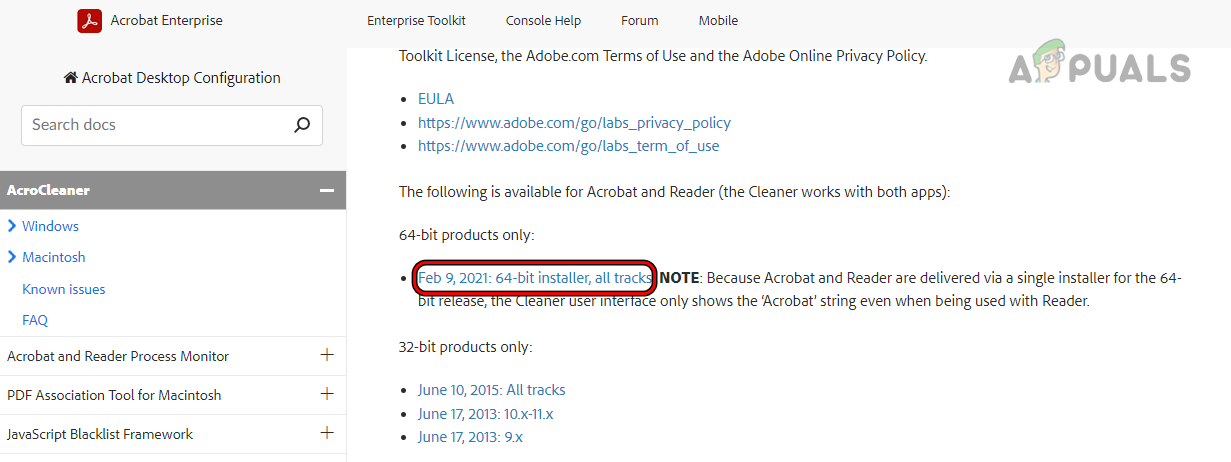 Download Adobe AcroCleaner