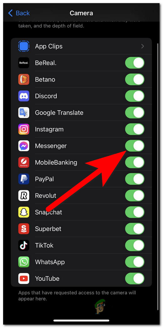 Enabling the Camera permission