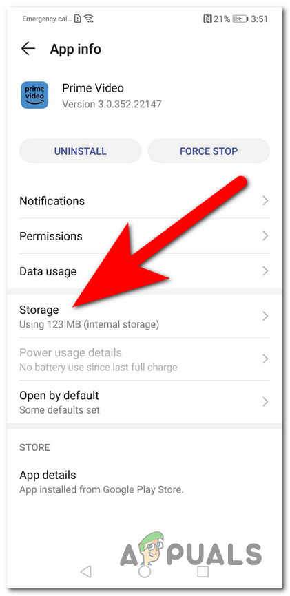 Accessing the Storage settings