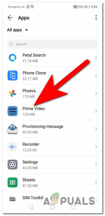 Accessing the Amazon Prime Video's Settings