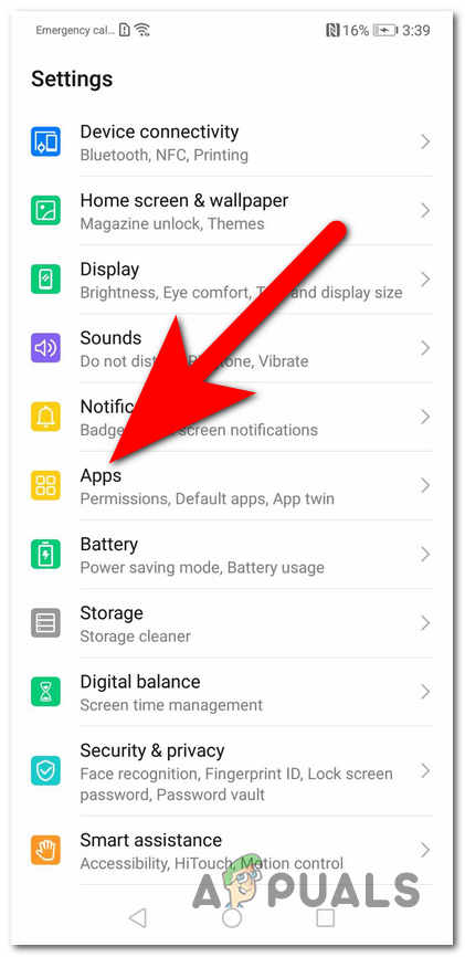 Accessing the Apps section
