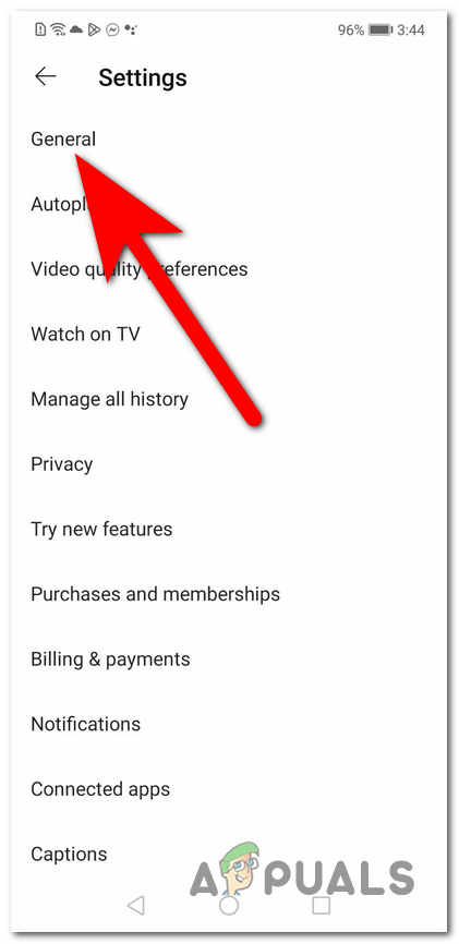 Accessing the General tab