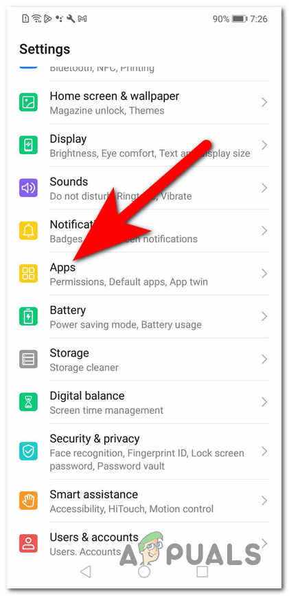 Accessing the Apps tab