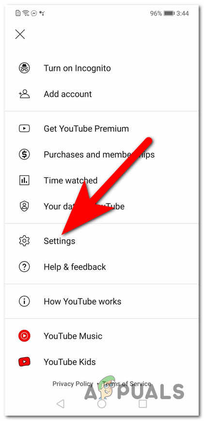Accessing the Settings of YouTube