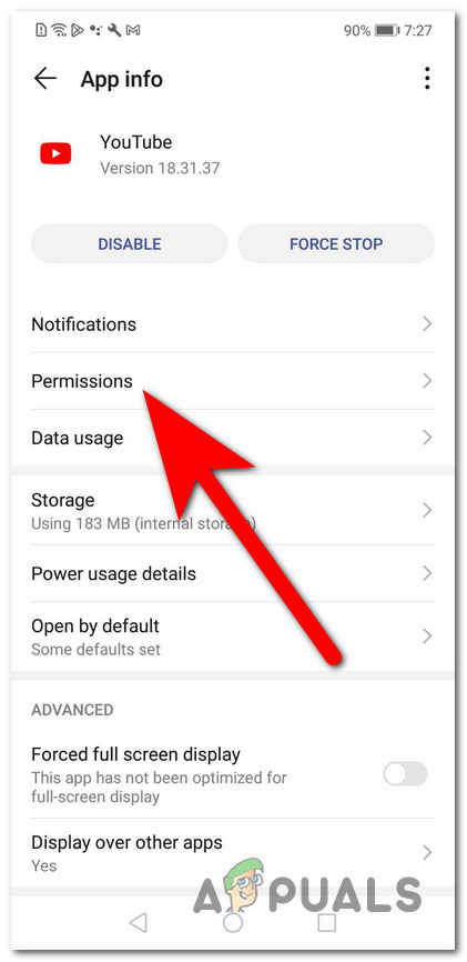 Accessing the Permissions section