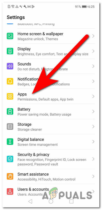 Accessing the Apps section