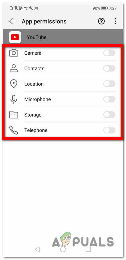 Giving Permissions to YouTube