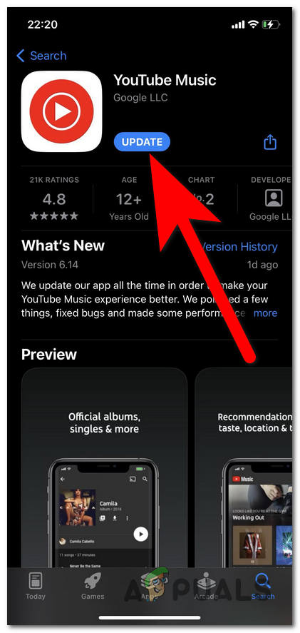 Updating your YouTube Music application