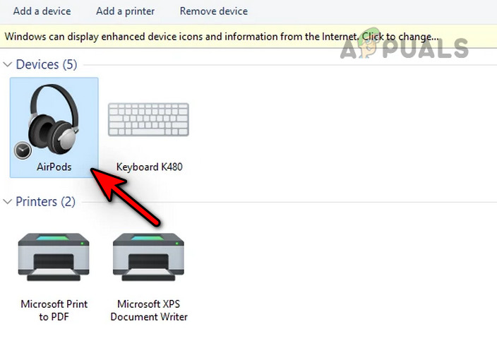 Connect to AirPods in the Windows Control Panel