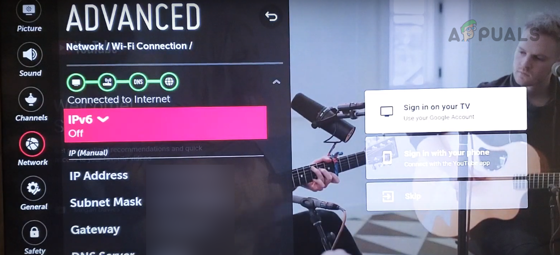 Disable IPv6 on an LG TV