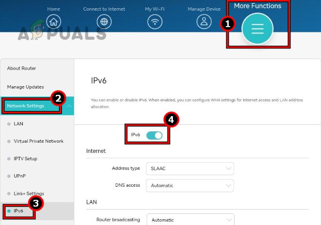 Disable IPv6 on the Router