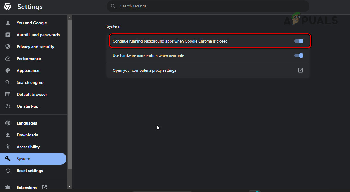 Disable the Background Apps in Chrome